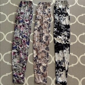 Leggings Depot Floral and Abstract Print Leggings - Purple, Brown, Black